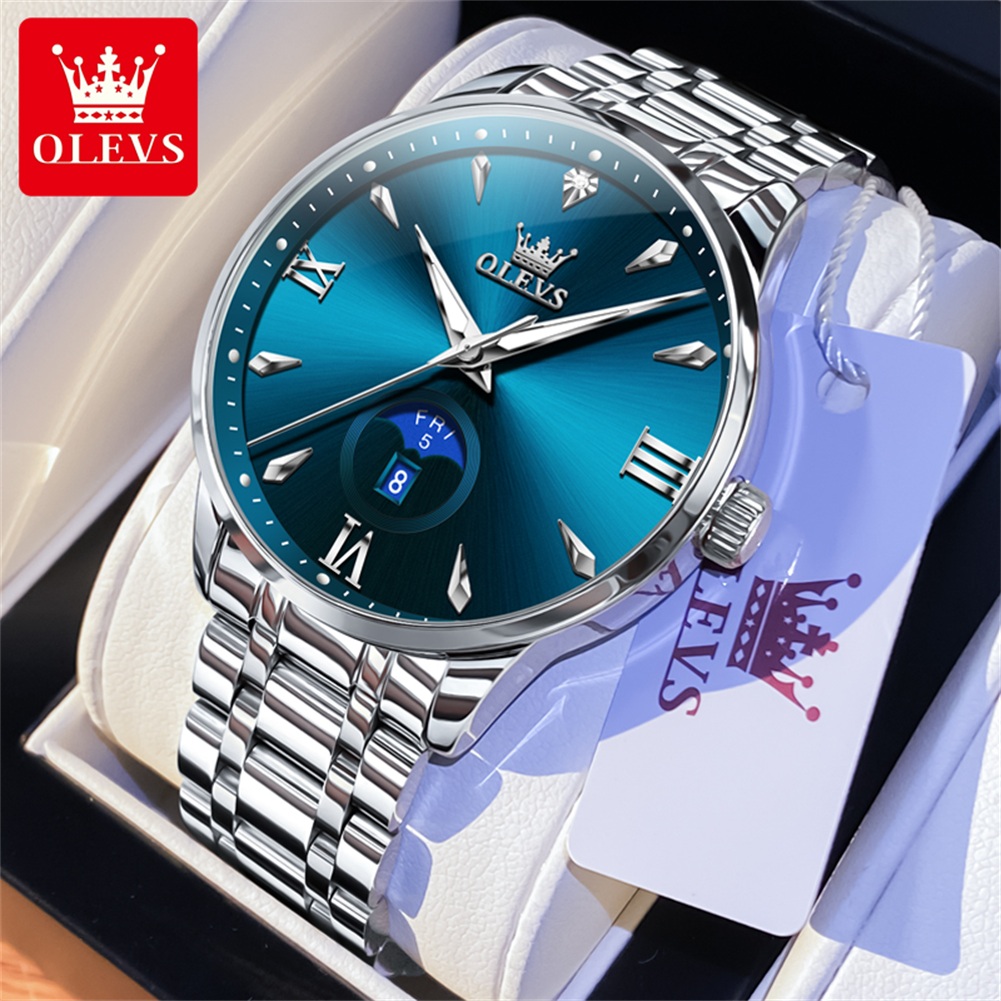 Luxury Watch Moon Phase - OLEVS Moon Phase Jam Tangan Pria