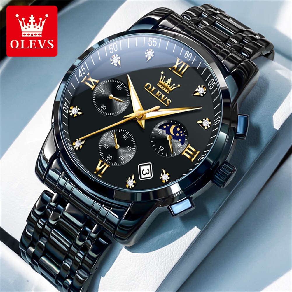 Luxury Watch Moon Phase - OLEVS Jam Tangan Pria Populer Jam