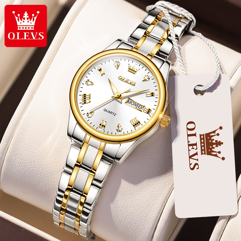 OLEVS jam tangan wanita merek  - Luxury Watch Moon Phase ulasan dan harga