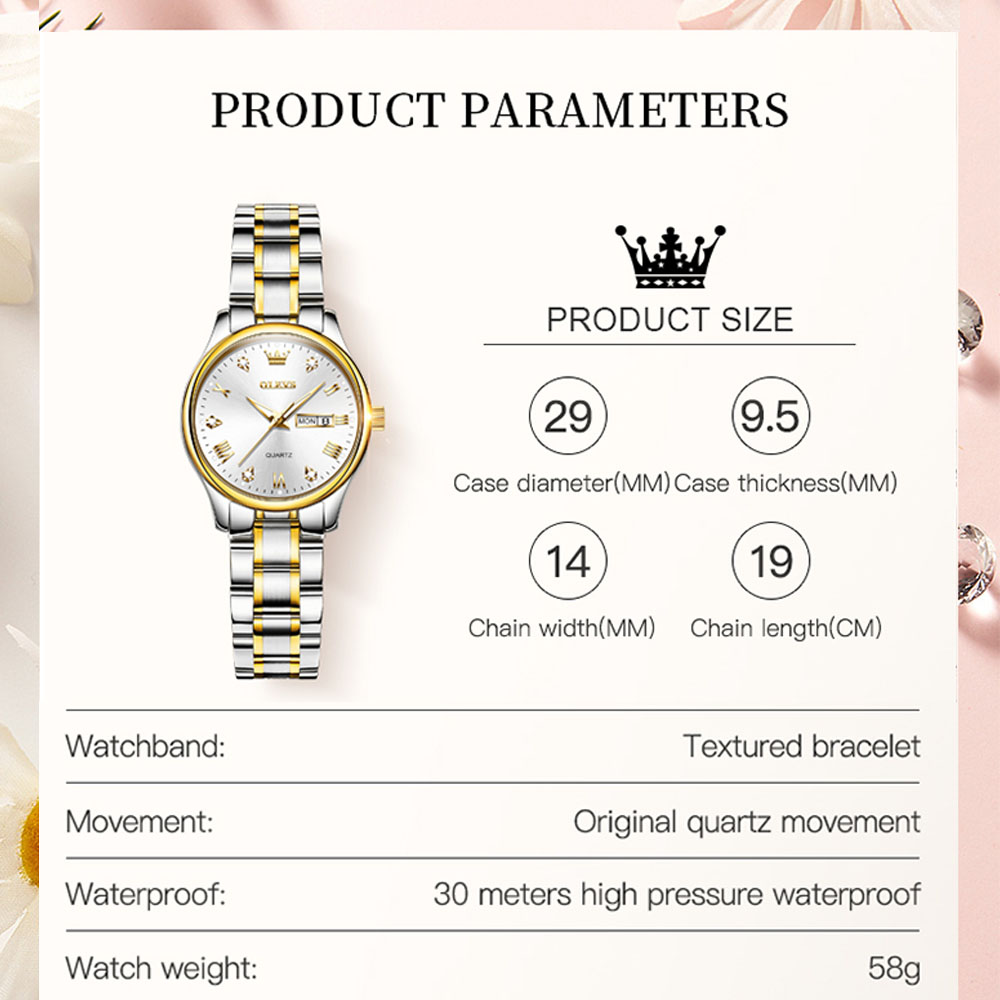 OLEVS jam tangan wanita merek  - Luxury Watch Moon Phase ulasan dan harga