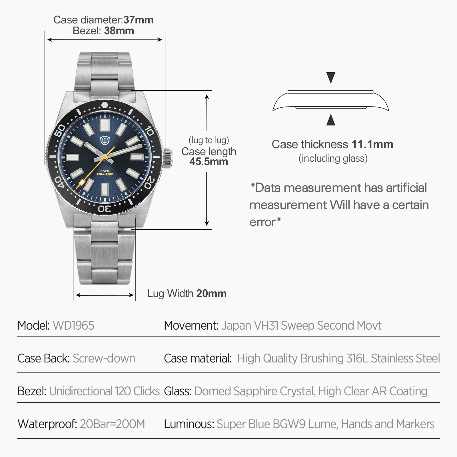 Jam Tangan Pria Watchdives 37M - Luxury Watch Quality ulasan dan harga