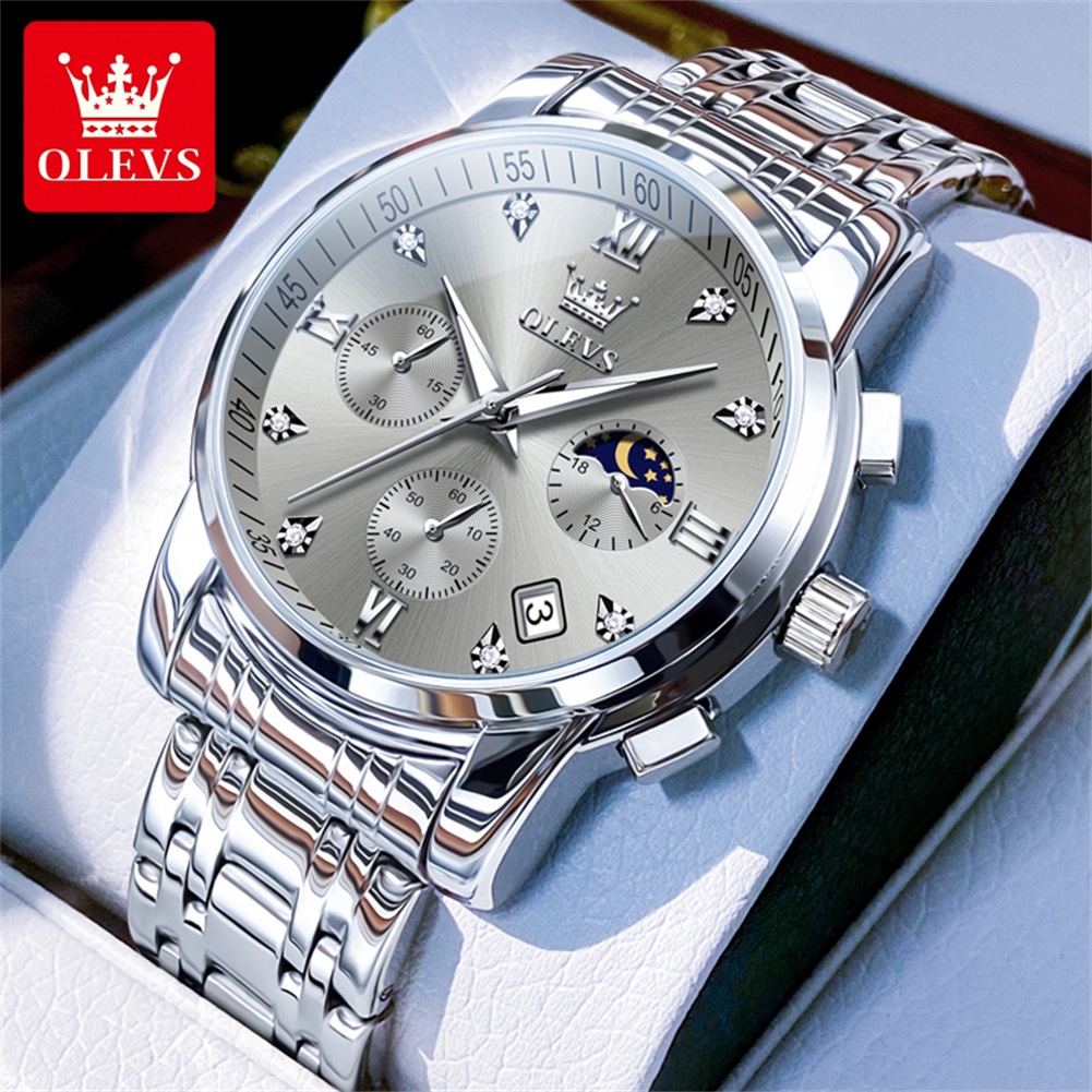 Jam Tangan Quartz OLEVS 2858 u - Luxury Watch Moon Phase ulasan dan harga