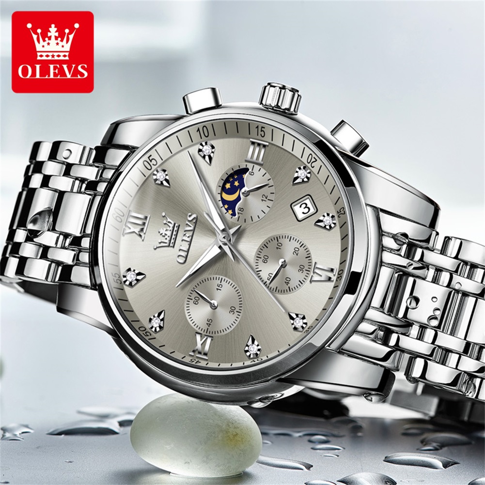 Jam Tangan Quartz OLEVS 2858 u - Luxury Watch Moon Phase ulasan dan harga