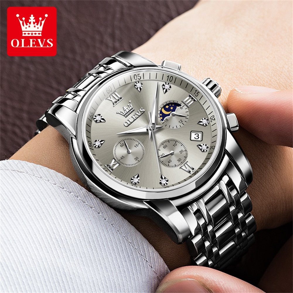 Jam Tangan Quartz OLEVS 2858 u - Luxury Watch Moon Phase ulasan dan harga