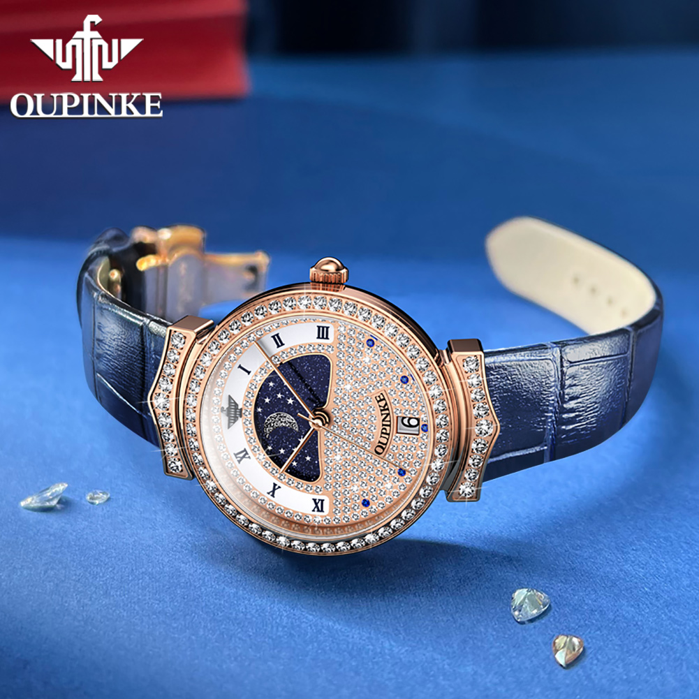 OUPINKE 3216 Jam Tangan Wanita - Luxury Watch Moon Phase ulasan dan harga