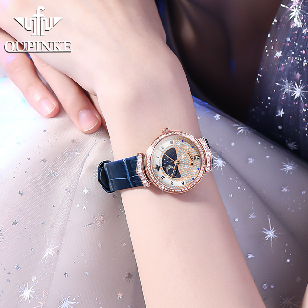 OUPINKE 3216 Jam Tangan Wanita - Luxury Watch Moon Phase ulasan dan harga