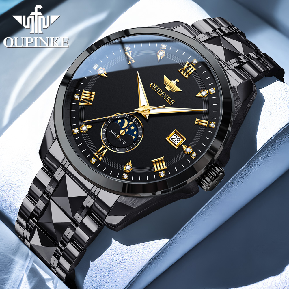 Jam tangan pria OUPINKE 3265 f - Luxury Watch Moon Phase ulasan dan harga