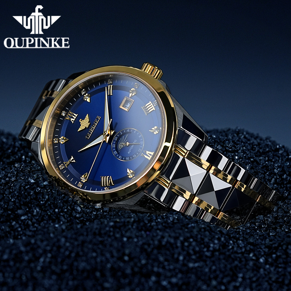 OUPINKE Jam Tangan Pria Jam Ta - Luxury Watch Moon Phase ulasan dan harga