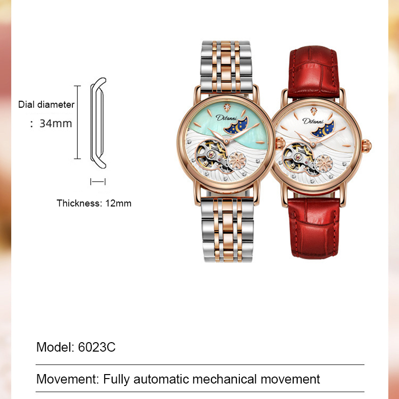 Jam tangan wanita mekanis otom - Luxury Watch Moon Phase ulasan dan harga