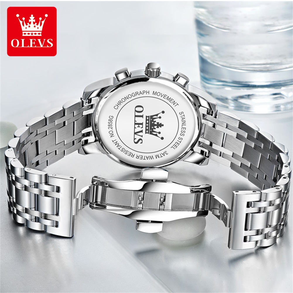 OLEVS Jam Tangan Pria Populer  - Luxury Watch Moon Phase ulasan dan harga